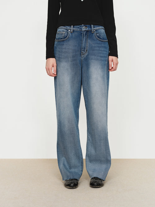 Rough Edged Straight Leg Jeans