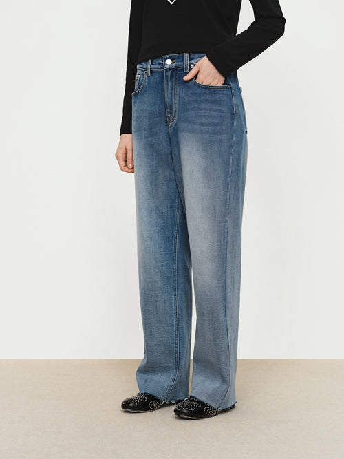 Rough Edged Straight Leg Jeans