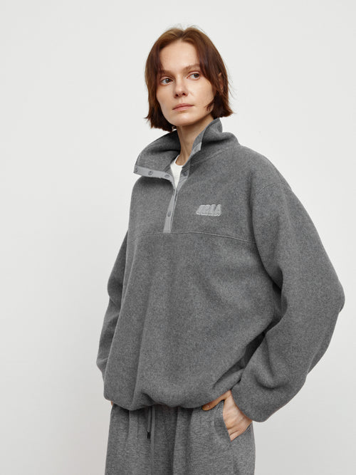 Thames Grey Velvet Hoodie