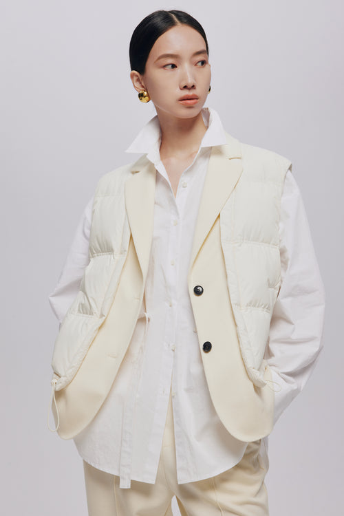 Oatmeal Suit Collar Down Vest