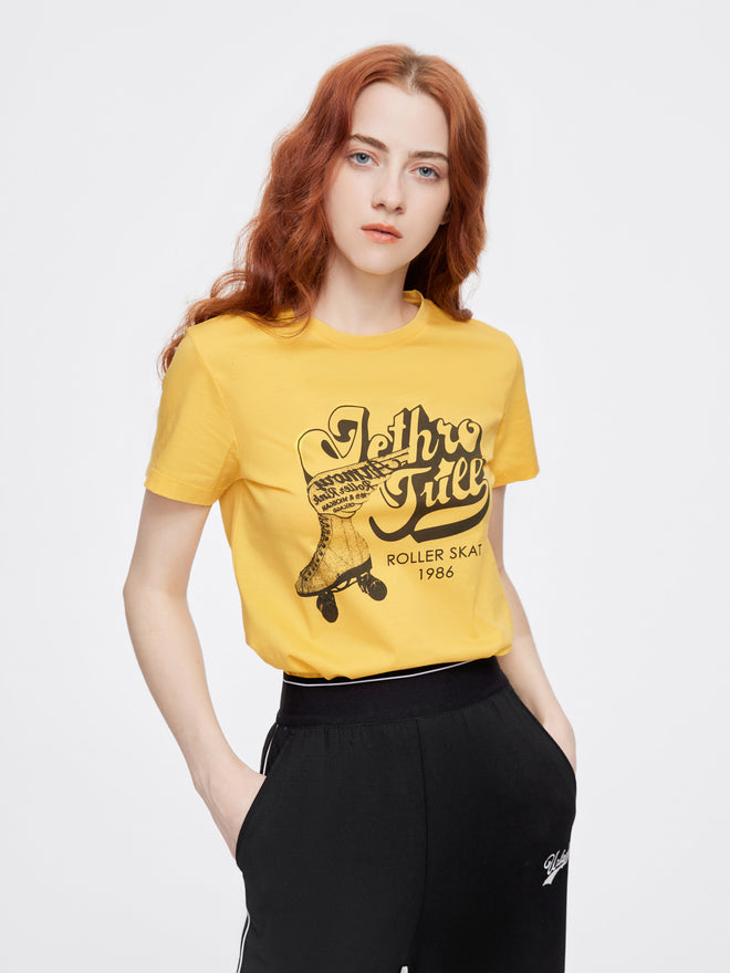 Petit t-shirt jaune de patinage à roulettes