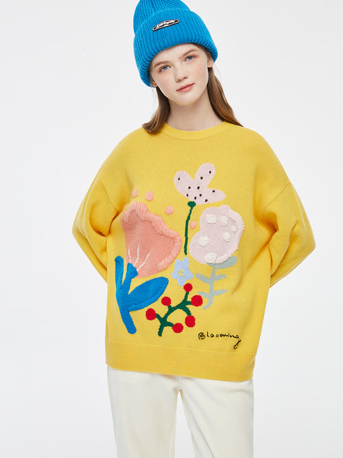 Floral Dense Yellow Pullover