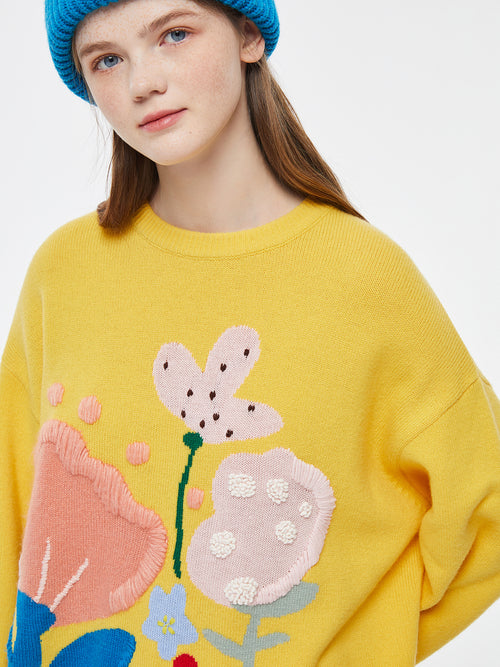 Floral Dense Yellow Pullover