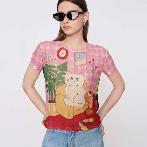 Decorative Mesh T-Shirt