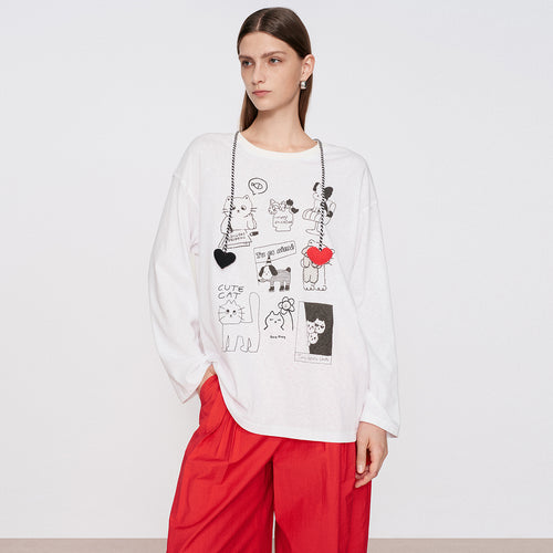 Animal Line Drawing Long-Sleeve T-Shirt