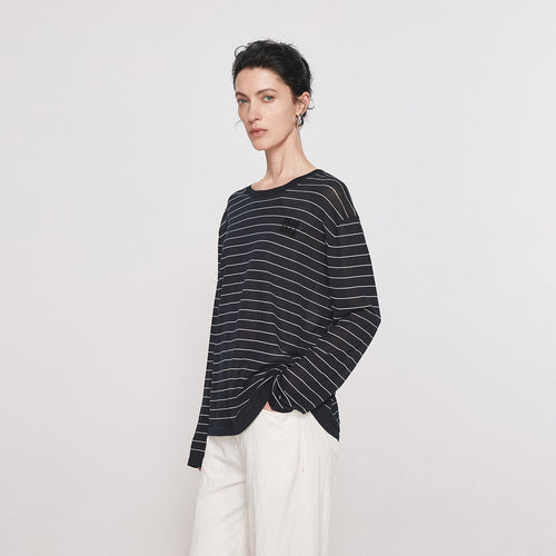 Lightweight Navy Stripe Cover-Up