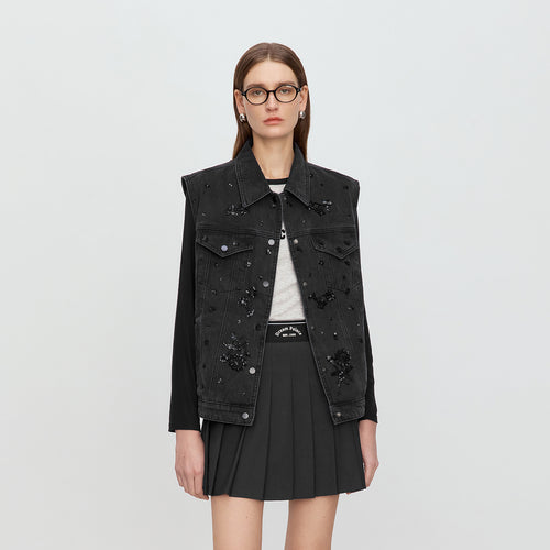 Pearl Embroidered Denim Jacket