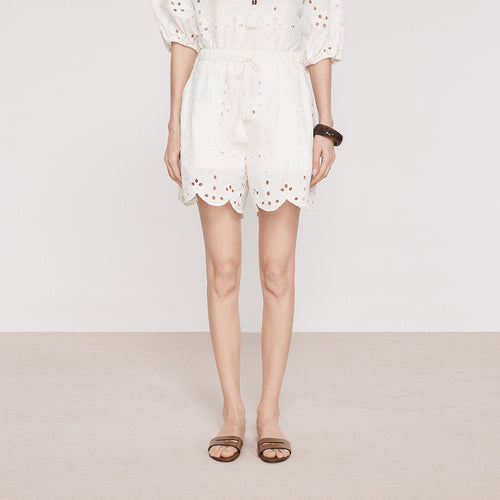 Vacation Style Openwork Embroidered Shorts