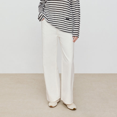 Drawstring White Jeans