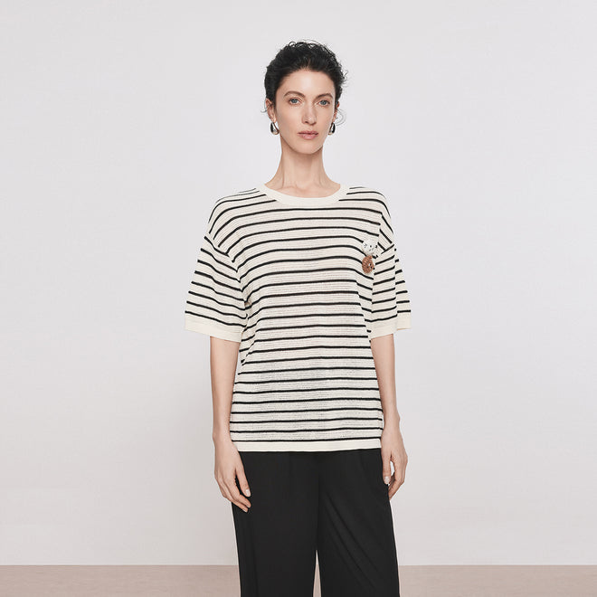 Striped Cat Knit Tee