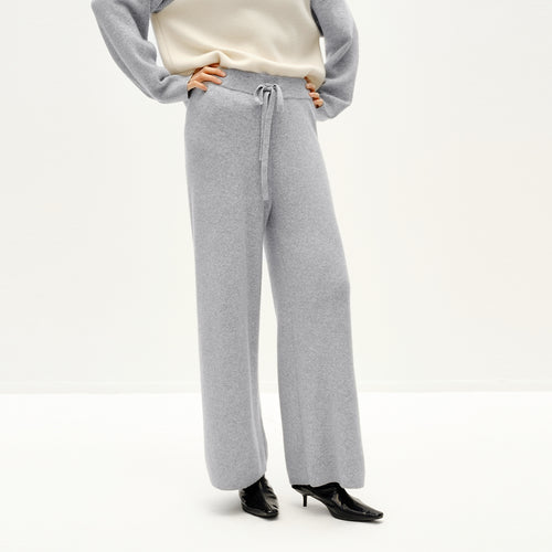 College Gray Cashmere Wide Leg Pants