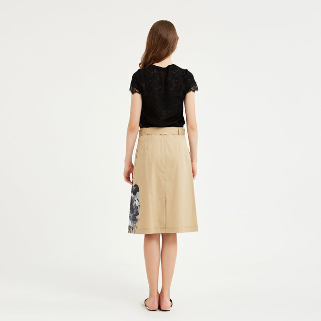 Khaki Printed Half Skirt