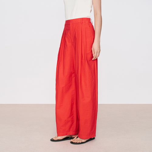 Berry Red Pleated Pants