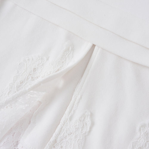 Lace Hem Tee Blouse White