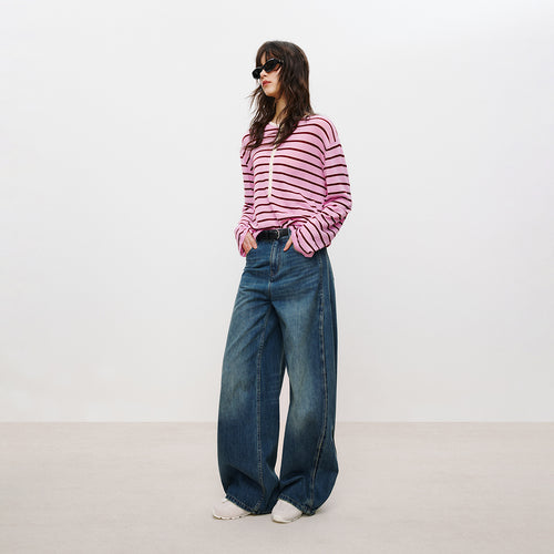 Vintage Wash Wide-Leg Jeans