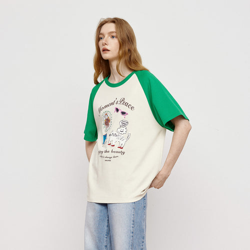 Fun Color Blocked Wide Board Tee Green