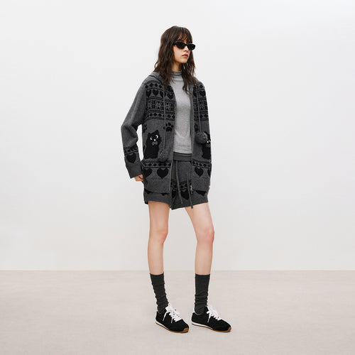 Fair Isle Hooded Cardigan