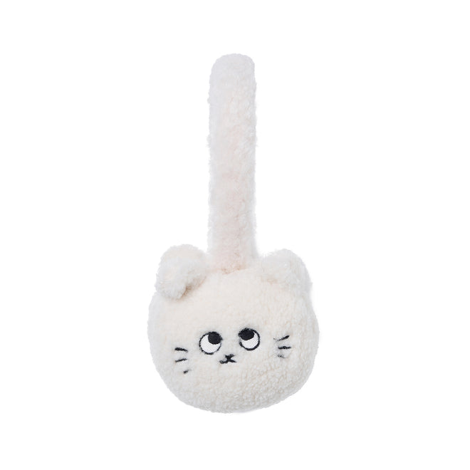 Cream Cat Fuzzy Earmuffs