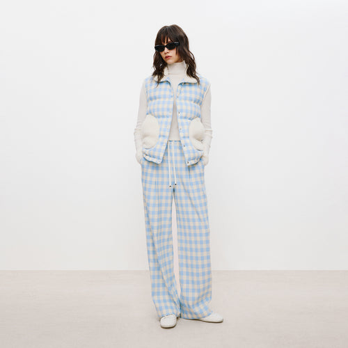 Blue & White Plaid Down Vest