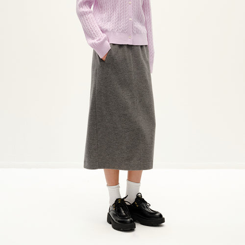 Wool knit half skirt