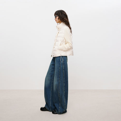 Knit-Sleeve Mock-Layer Down JacketKnit-Sleeve Mock-Layer Down Jacket