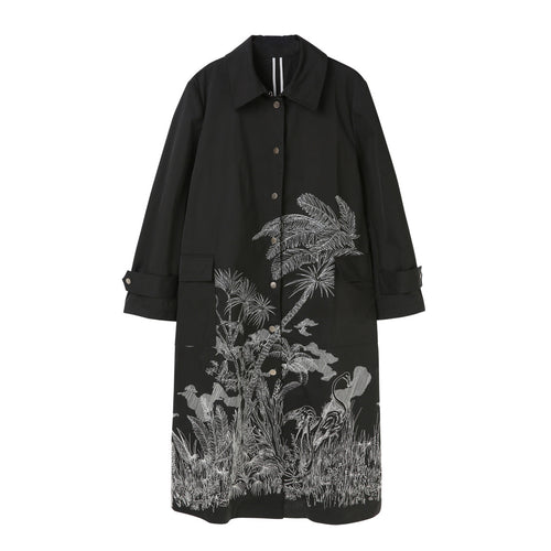 Embroidered Silhouette Trench Coat