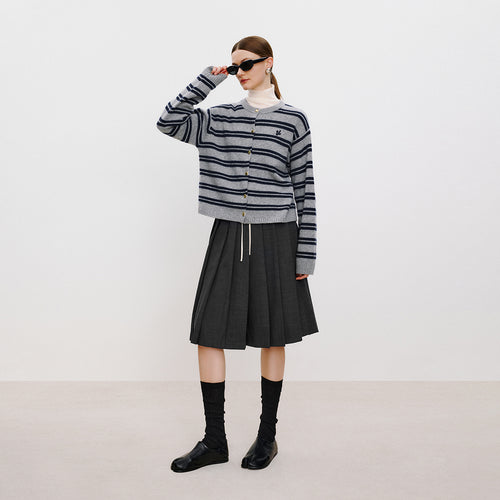 Intellectual Double-Waist Pleated Skirt