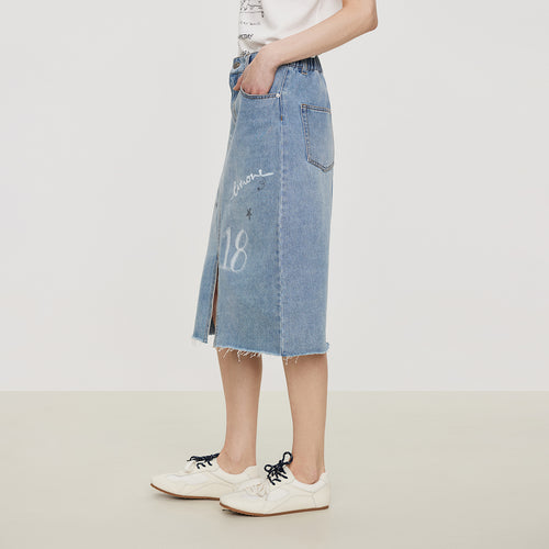 Graffiti Denim Half Skirt