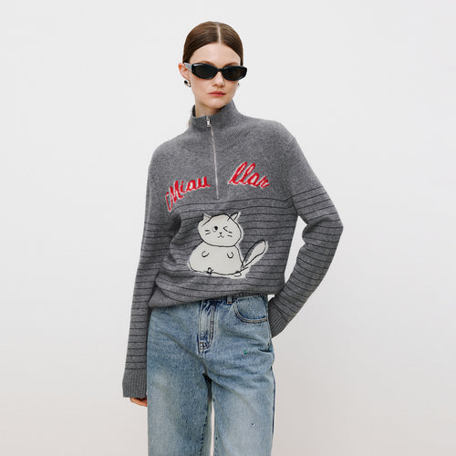 Meow Half-Zip Sweater