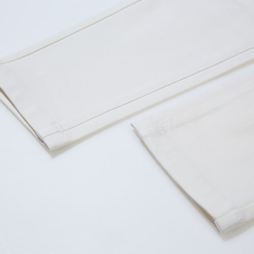 Versatile White Cotton Stretch Pencil Pants