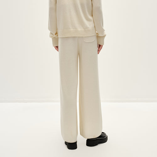 Cream White Cashmere Knit Pants