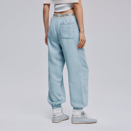 Tencel Denim Wide-Leg Pants