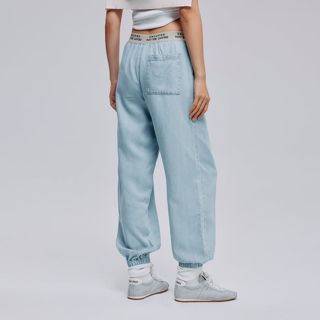 Tencel Denim Wide-Leg Pants