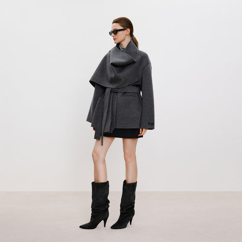 Warm Winter Shawl Double-Faced Wool Coat