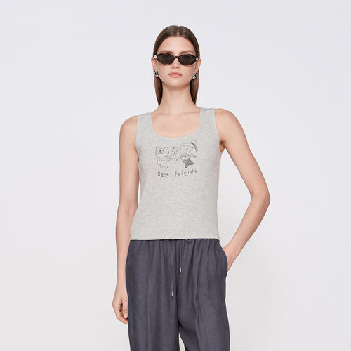 Light Grey Graffiti Tank Top