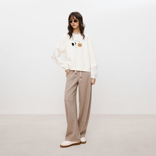 Meow Woof Cream White Sweatshirt