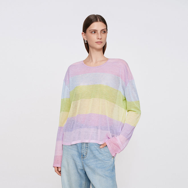 Rainbow Stripe Lightweight Cover-Up