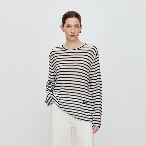 Sequin Stripe Wool Sweater