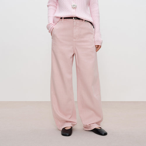 Candy Pink Curve-Seam Jeans