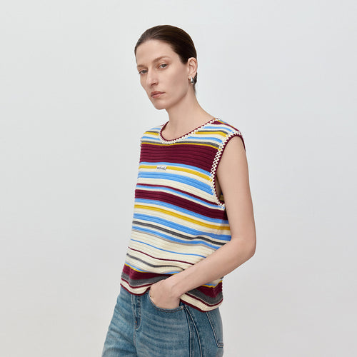 Tiramisu Striped Knitted Vest