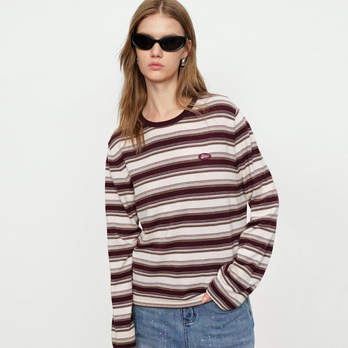 Wine Stained Cherry Striped Sweater