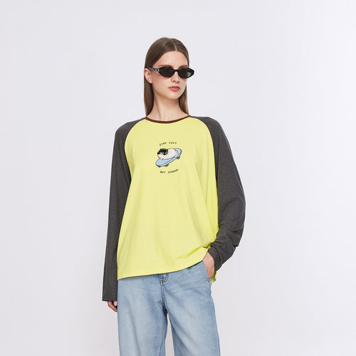 Cream Kitten Color-Block T-Shirt