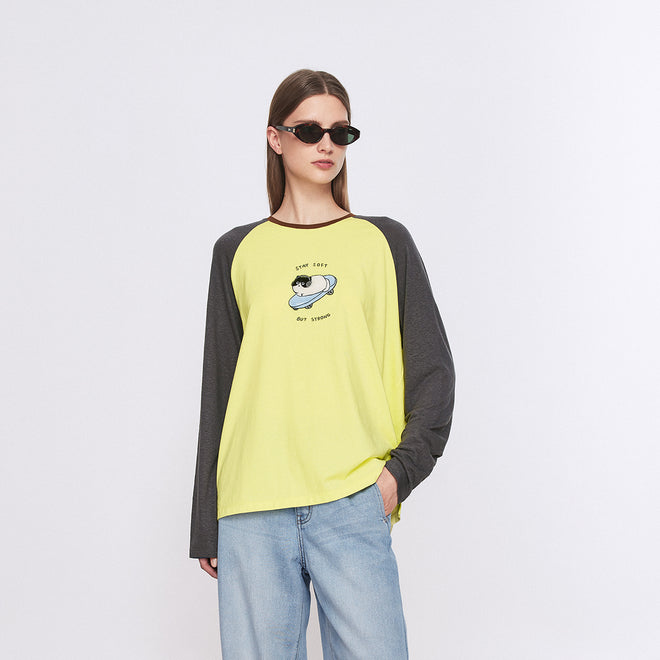 Cream Kitten Color-Block T-Shirt