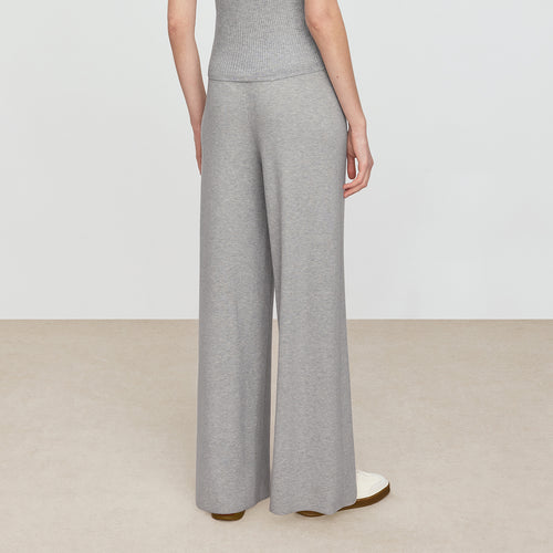Elegant Gray Straight-Leg Knit Pants