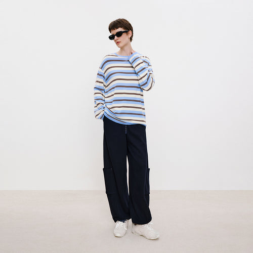 Blue & Brown Stripe Relaxed Sweater