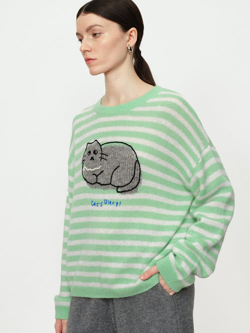 Cat with Pearl Necklace - Sweater