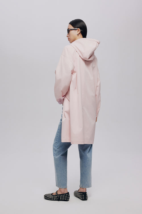 Soft Pink Hooded Trench Coat