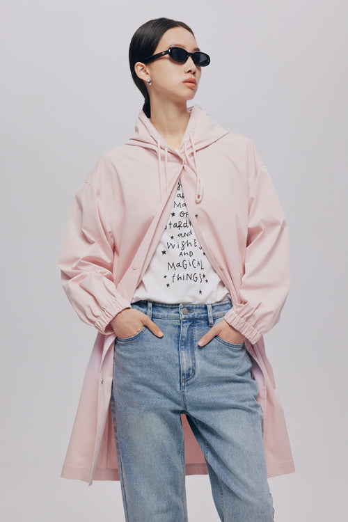 Soft Pink Hooded Trench Coat