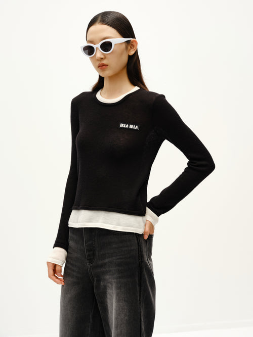 Fake Two Piece Slim Knit Sweater