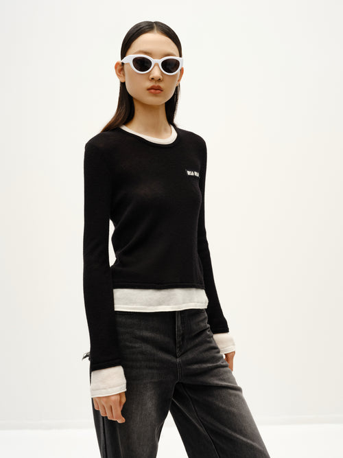 Fake Two Piece Slim Knit Sweater